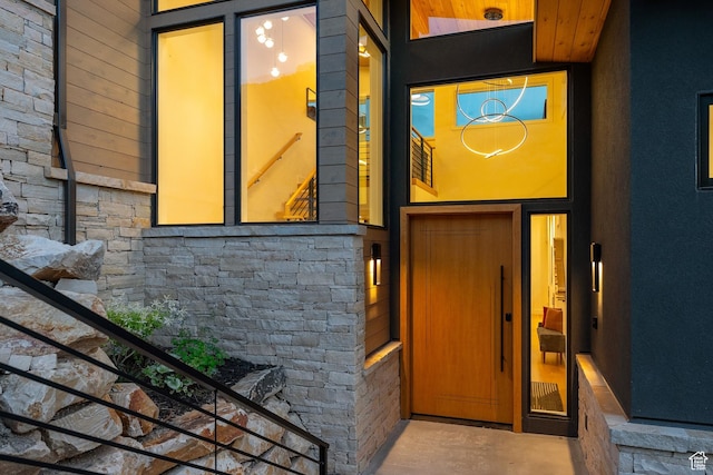 3599 Daybreaker Dr, Park City, UT 84098 - doorway to property with stone siding