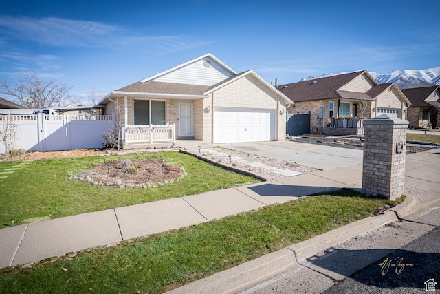 880 E 5700 S, South Ogden, UT 84405 - view of front of property featuring concrete driveway, a porch, brick siding, a garage, and fence