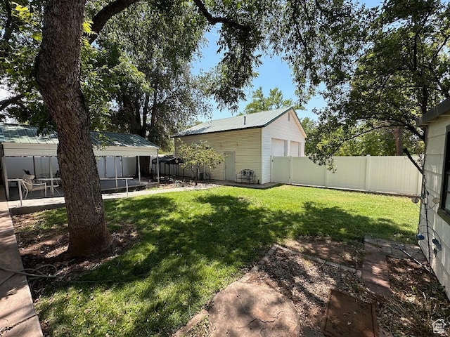 191 N Ash Creek Dr, Toquerville, UT 84774 - view of yard featuring an outbuilding, a fenced backyard, and a patio