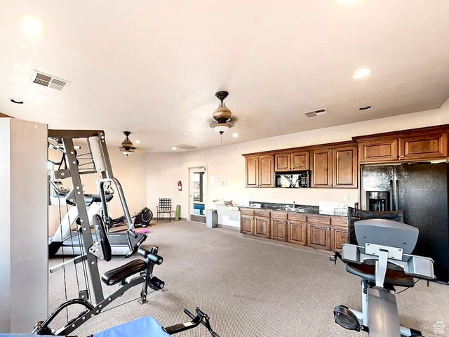409 N Country Ln Unit 3, St George, UT 84770 - workout area with recessed lighting, visible vents, carpet floors, and a sink