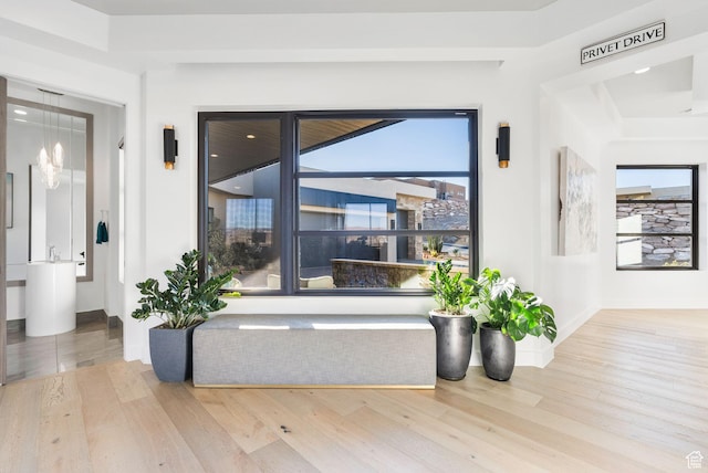interior space featuring hardwood / wood-style flooring and baseboards