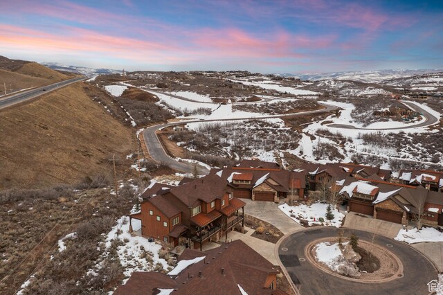 1733 E Viewside Cir, Hideout, UT 84036 - snowy aerial view with a residential view and a mountain view