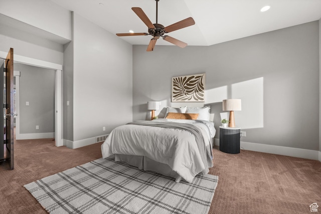 1733 E Viewside Cir, Hideout, UT 84036 - bedroom featuring carpet floors, baseboards, recessed lighting, and a ceiling fan