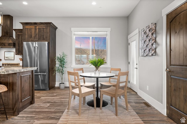 1733 E Viewside Cir, Hideout, UT 84036 - dining area with recessed lighting, dark wood-type flooring, and baseboards