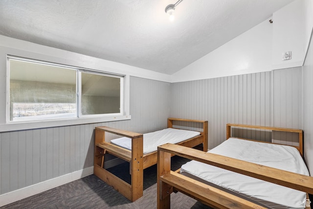 6948 W Dusty Rose Cir, Herriman, UT 84065 - carpeted bedroom with a textured ceiling and vaulted ceiling