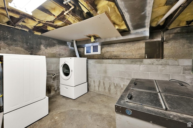 641 E Coatsville Ave S, Salt Lake City, UT 84105 - unfinished below grade area featuring concrete block wall and separate washer and dryer