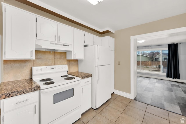 641 E Coatsville Ave S, Salt Lake City, UT 84105 - kitchen with white cabinetry, white appliances, and under cabinet range hood