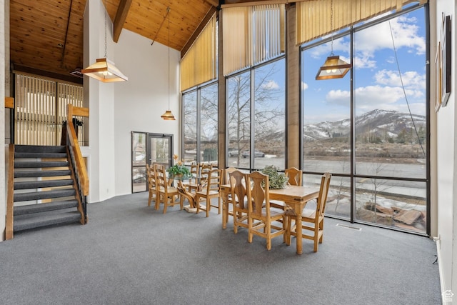 7035 N 2200 W Unit 3W, Park City, UT 84098 - unfurnished sunroom featuring a mountain view, lofted ceiling, and wood ceiling