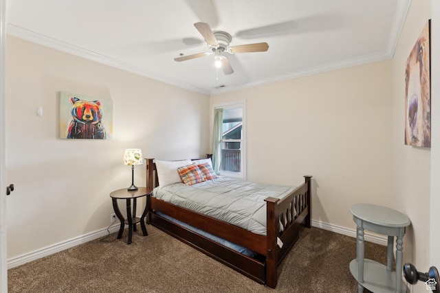 7035 N 2200 W Unit 3W, Park City, UT 84098 - bedroom featuring ceiling fan, carpet flooring, baseboards, and ornamental molding