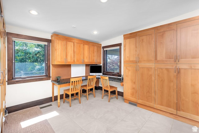 4127 E Mathews Way S, Salt Lake City, UT 84124 - office area featuring visible vents, baseboards, built in desk, and recessed lighting