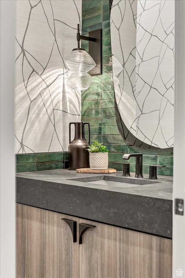 11503 N Soaring Hawk Ln, Hideout, UT 84036 - bathroom view of vanity and backsplash