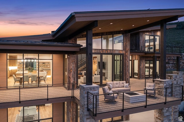 6421 E Evening Star Dr, Kamas, UT 84036 - back of house featuring an outdoor living space, a balcony, and a patio
