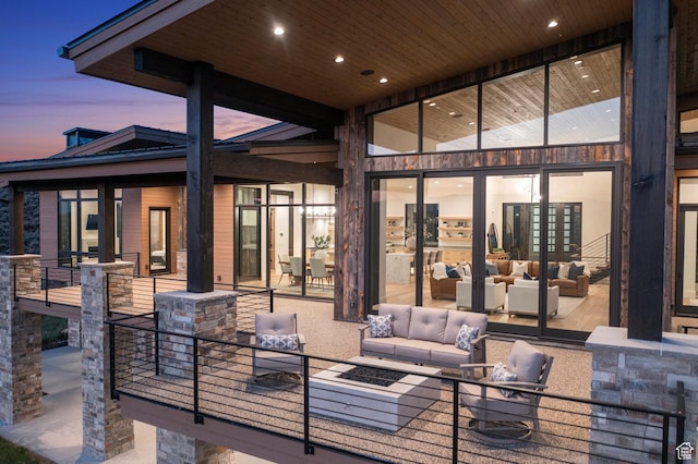 6421 E Evening Star Dr, Kamas, UT 84036 - patio terrace at dusk with an outdoor hangout area