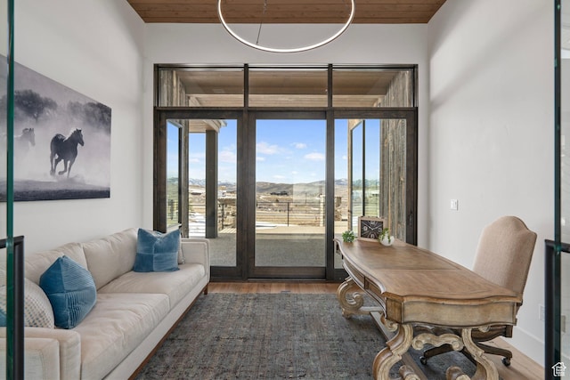 6421 E Evening Star Dr, Kamas, UT 84036 - interior space with wooden ceiling and wood finished floors