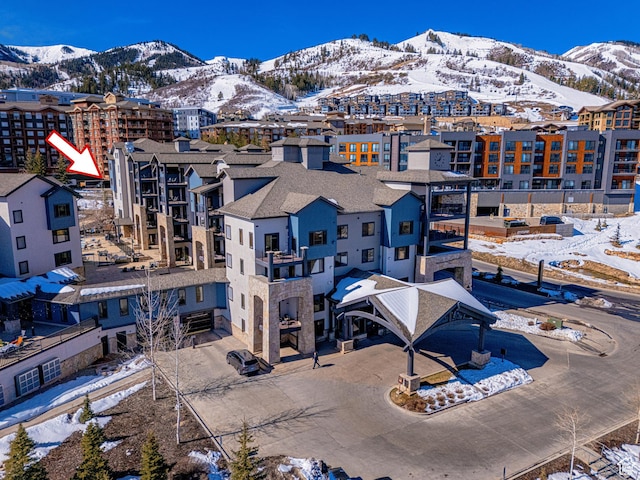 2669 Canyons Resort Dr Unit 314, Park City, UT 84098 - snowy aerial view featuring a mountain view and a residential view
