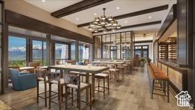 1878 E Chimney Rock Rd S Unit 536, Heber City, UT 84032 - dining area featuring wood finished floors, beam ceiling, and a chandelier