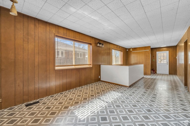 interior space with wood walls