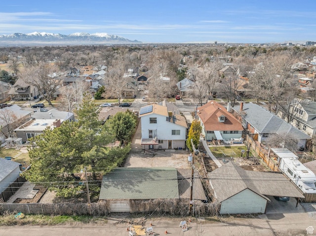 bird's eye view with a mountain view and a residential view