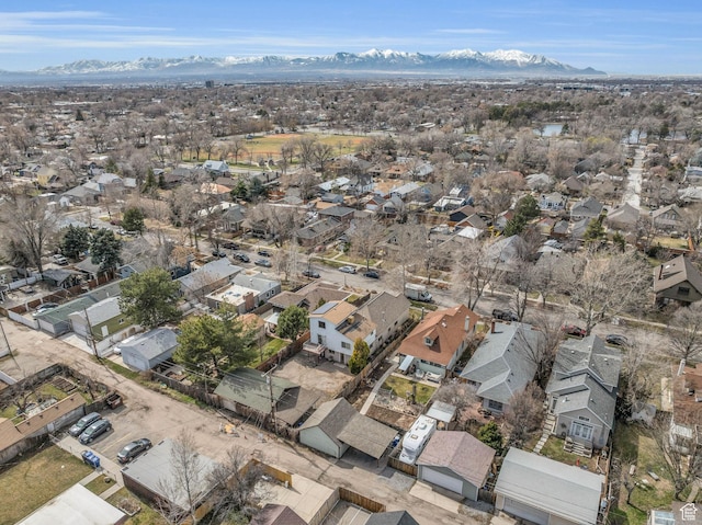 aerial view featuring a residential view and a mountain view
