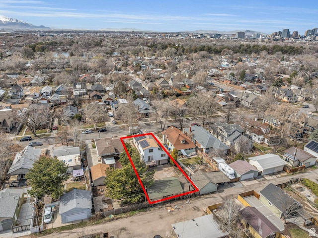 drone / aerial view with a residential view
