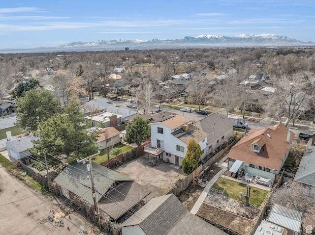 aerial view with a residential view and a mountain view