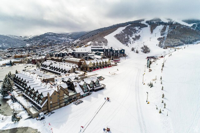 1385 Lowell Ave Unit 101, Park City, UT 84060 - snowy aerial view featuring a mountain view