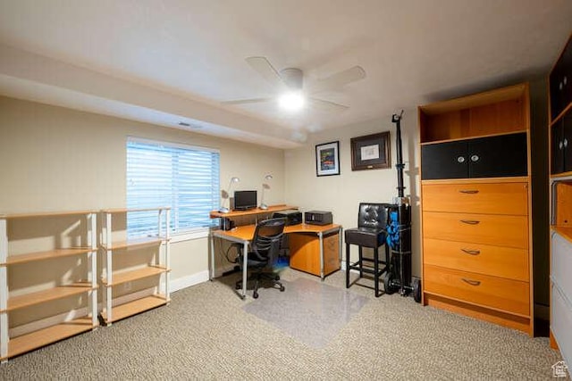 1689 E Kierstin Pl, Salt Lake City, UT 84108 - office featuring baseboards, ceiling fan, and carpet floors
