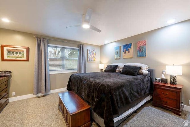 1689 E Kierstin Pl, Salt Lake City, UT 84108 - bedroom with a ceiling fan, light colored carpet, and baseboards