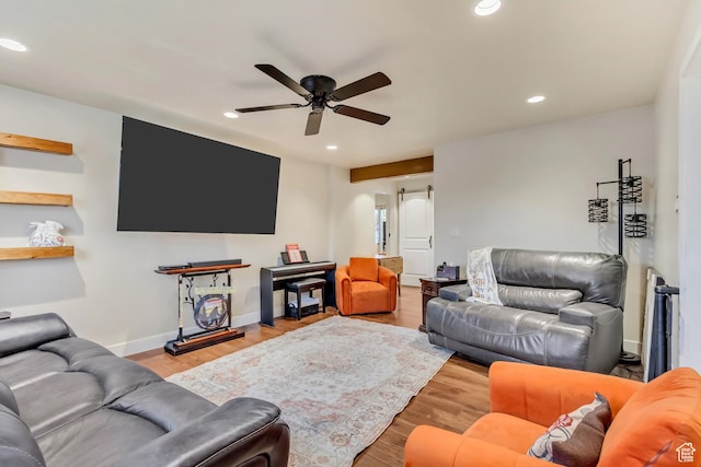 6259 S 340 E, Murray, UT 84107 - living area with wood finished floors, recessed lighting, a ceiling fan, and baseboards