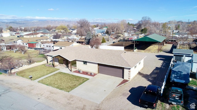 aerial view with a residential view