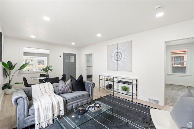 555 N 100 W, Tooele, UT 84074 - living area with recessed lighting, visible vents, baseboards, and wood finished floors