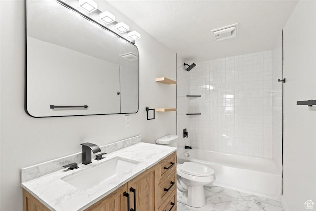 555 N 100 W, Tooele, UT 84074 - full bath featuring visible vents, toilet, marble finish floor, shower / bathing tub combination, and vanity