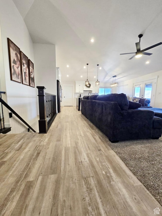 9480 N 5600 W, Elwood, UT 84337 - living room featuring a wealth of natural light, recessed lighting, light wood-style floors, and ceiling fan