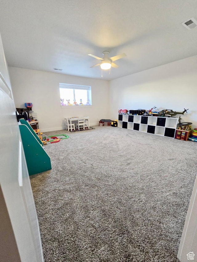 9480 N 5600 W, Elwood, UT 84337 - playroom with carpet flooring, ceiling fan, and visible vents