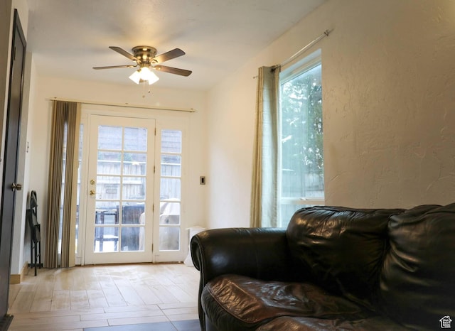 367 W 1100 N, Logan, UT 84341 - entryway featuring ceiling fan and a textured wall
