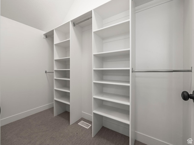 804 W 900 S, Springville, UT 84663 - walk in closet featuring vaulted ceiling, visible vents, and carpet floors
