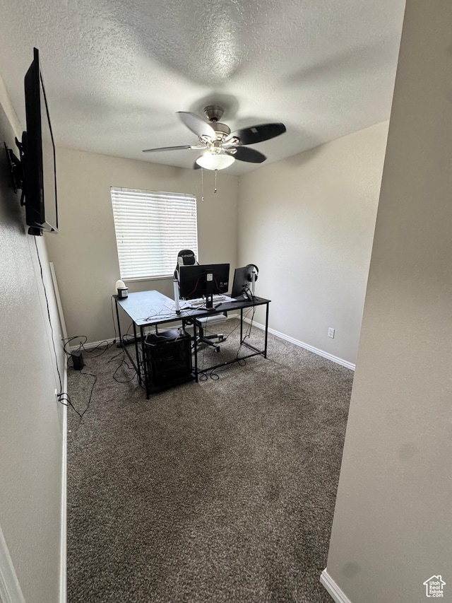 840 E 170 N, Heber City, UT 84032 - home office with a ceiling fan, baseboards, a textured ceiling, and carpet floors