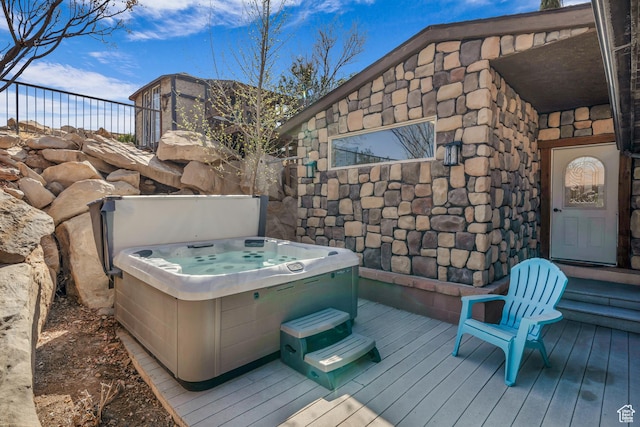 1060 E Summit Ridge Dr, St George, UT 84790 - wooden deck with a hot tub