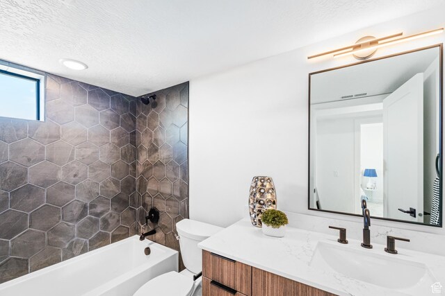 4386 S 900 E Unit 101, Millcreek, UT 84124 - full bathroom with vanity, shower / tub combination, toilet, and a textured ceiling