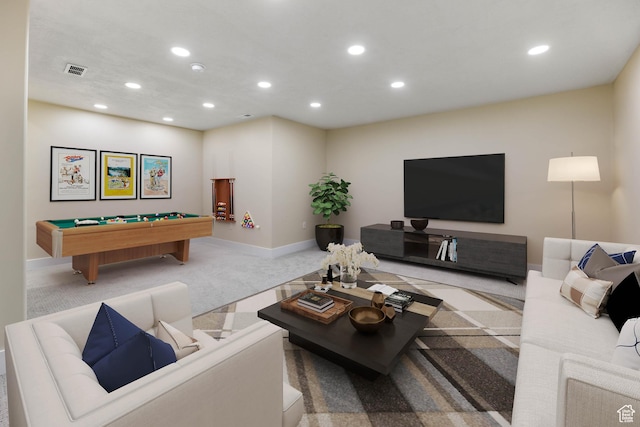 1848 E American Way Unit 2, Eagle Mountain, UT 84005 - carpeted living room with pool table, recessed lighting, and baseboards