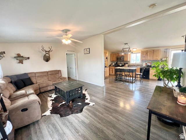 1568 N 750 E, Vernal, UT 84078 - living area featuring light wood finished floors, baseboards, and a ceiling fan