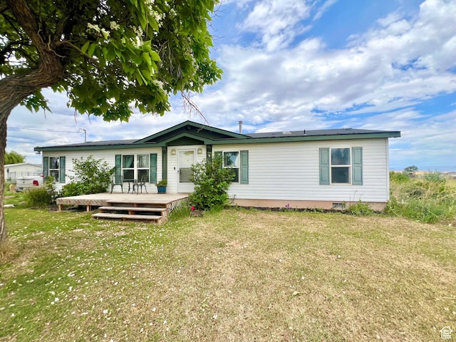 1568 N 750 E, Vernal, UT 84078 - back of property featuring crawl space, a yard, and a wooden deck
