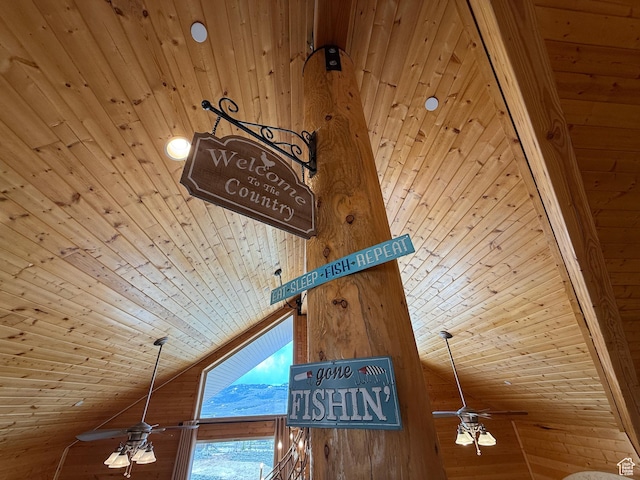 8043 E Badger Dr N, Heber City, UT 84032 - detailed view of wooden ceiling, a ceiling fan, and wood walls