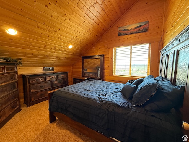 8043 E Badger Dr N, Heber City, UT 84032 - bedroom featuring lofted ceiling, wooden walls, light colored carpet, and recessed lighting