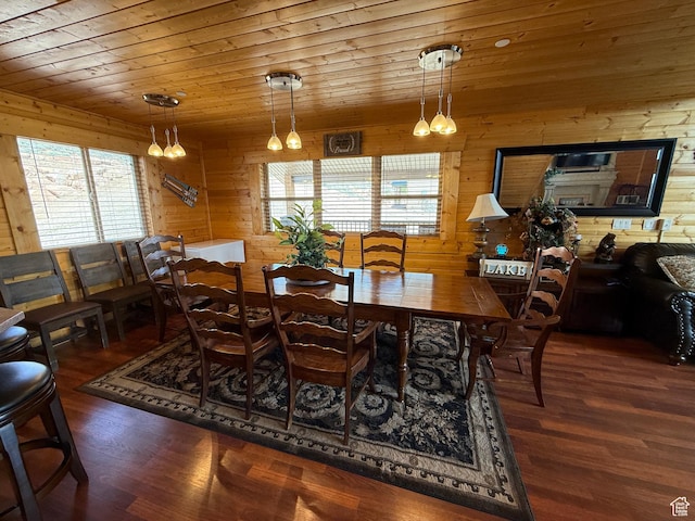 8043 E Badger Dr N, Heber City, UT 84032 - dining area with wood walls, wood finished floors, and wood ceiling