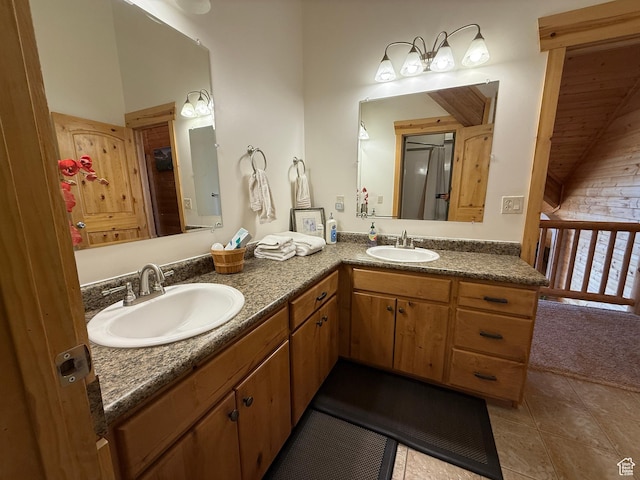 8043 E Badger Dr N, Heber City, UT 84032 - full bathroom with tile patterned floors and double vanity