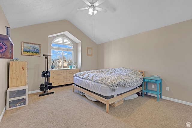 518 W 1330 N, Logan, UT 84341 - bedroom featuring lofted ceiling, carpet floors, baseboards, and a ceiling fan