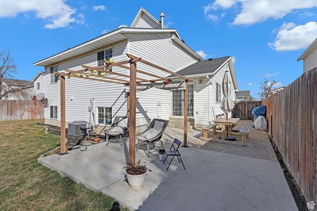 518 W 1330 N, Logan, UT 84341 - rear view of house with a pergola, entry steps, central AC, and a patio area