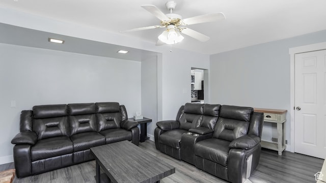 5460 S 4360 W, Kearns, UT 84118 - living room with baseboards, ceiling fan, and wood finished floors