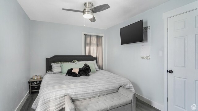 5460 S 4360 W, Kearns, UT 84118 - bedroom featuring ceiling fan, baseboards, and wood finished floors